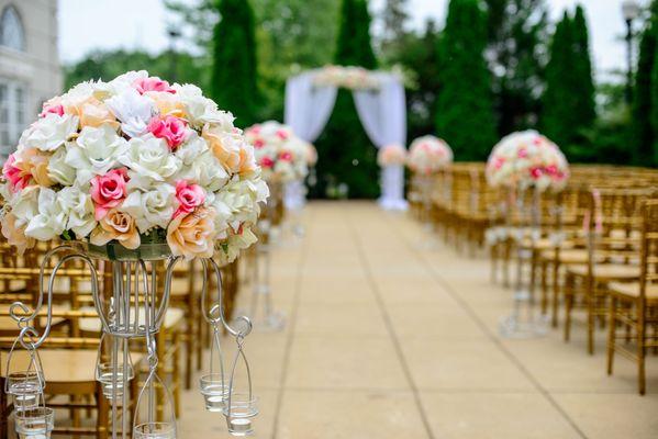 Outdoor wedding setup