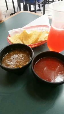 chips and salsa with strawberry margarita