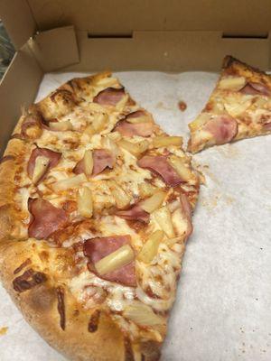 Medium ham and pineapple minus a few slices.