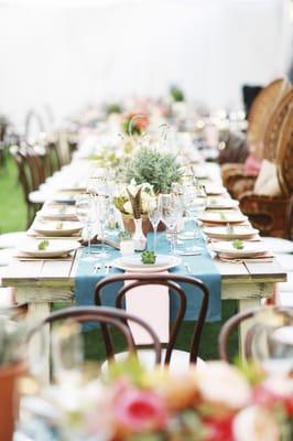 the guest tables. my husband is from AZ, I am from CA and we live in UT, so the boho desert theme heather designed was perfect