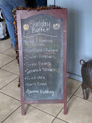 Menu board for buffet