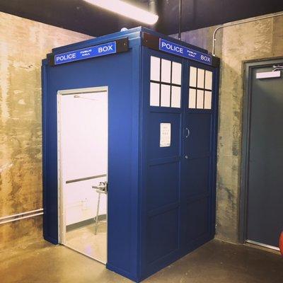 If you are a Dr. Who fan, this may look familiar. This is our very own telephone room disguised as a Tardis.