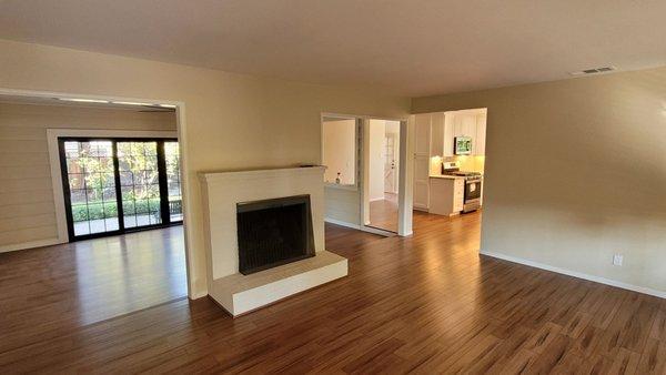 Remodeled kitchen and walls partially removed.