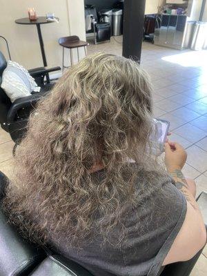 Before photo. Yes I have curly hair and he trimmed it right up!