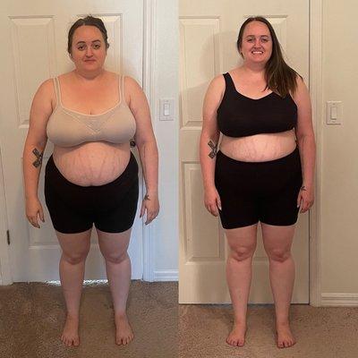 Marisa before and after 2 months down over 30 lbs!