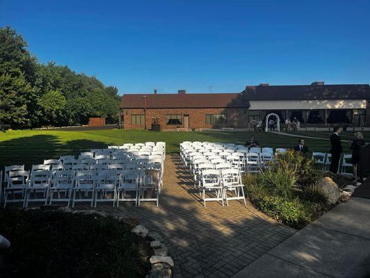 Set up chairs with the gazebo rental