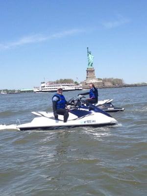 Statue of Liberty jet skiing with Jetty Jumpers!