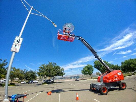 Upgrading parking lot lighting.