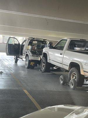 Quick, smart, efficient! We needed this special dolly to pull our lifted truck out of the parking garage. Thank you!