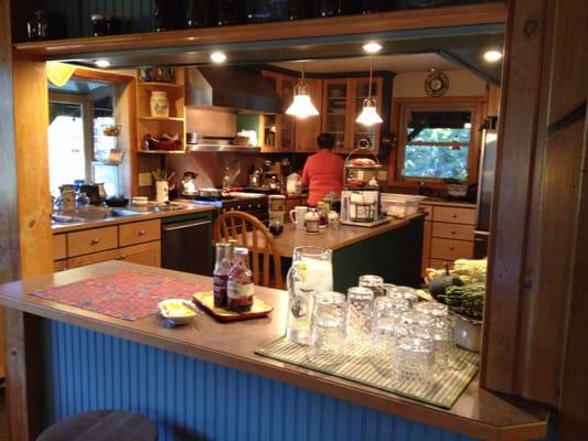 Kitchen and Ruth (Owner) making breakfast.