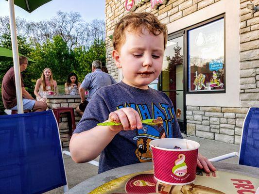 Jackson enjoyed his Fro-Yo at Menchie's Orion Twp.