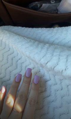 Square shape w a matte lavender color!