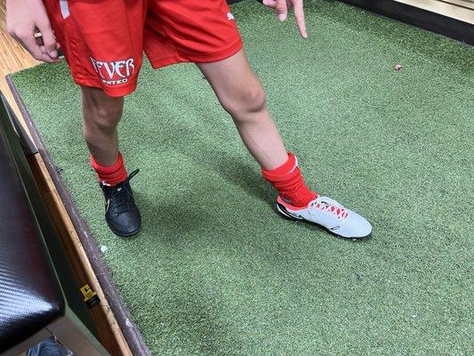 Trying on new Nike Tiempo cleats