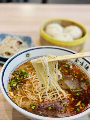 Lanzhou beef noodles with extra chili oil