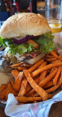 Blue burger sweet potato fries