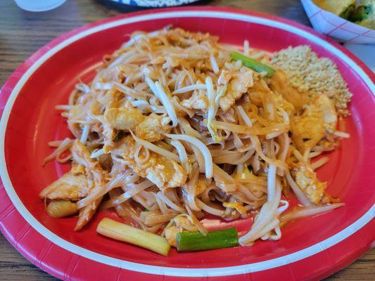 Pad Thai. Served with crushed peanut on the side.