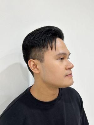 Soft two block haircut