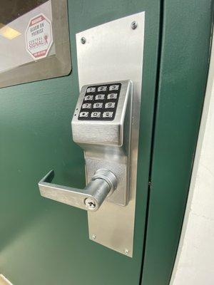 Push button lock installed on a commercial building in Portsmouth.