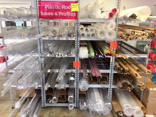 Acrylic and polycarbonate rods, tubes and profiles (square, triangle, rectangular). All sizes stocked at great prices!