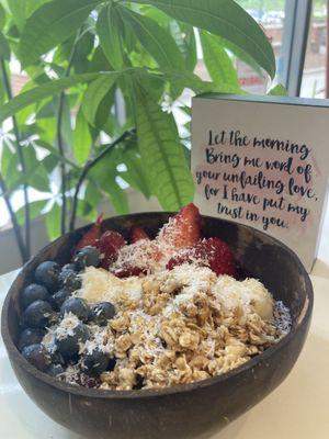 Acai Bowl with seasonal fruit, bananas, and granola