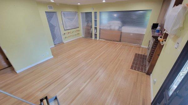 Hardwood floors natural refinish in La Mirada, CA.