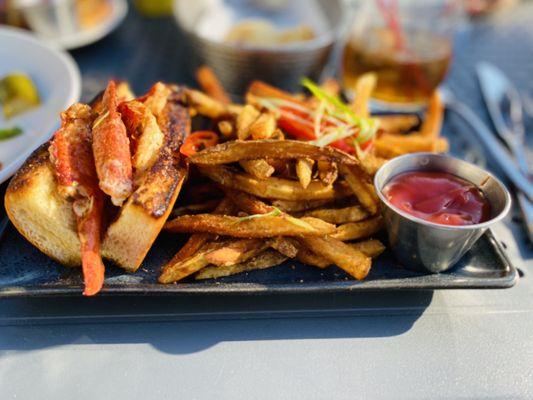 Lobster roll with fries