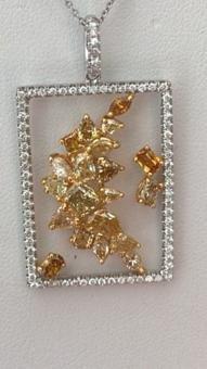 POST MOTHER'S DAY SPECIAL! 18 kt diamond pendant with diamonds- 0.41 white 2.56 ct fancy yellow. Item #EP 13962. $4100.Call Indra 5166521913