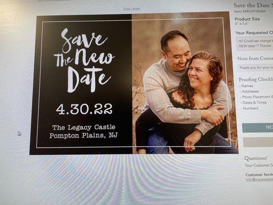 Save the date postcard