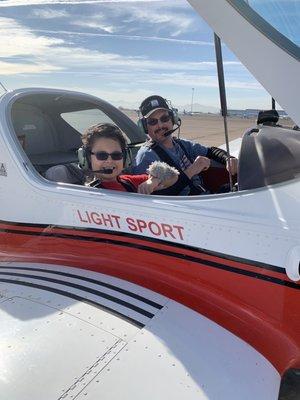 My new co-pilot.  He had his second flight with dad today, and he's hooked!