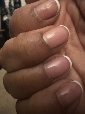 Scraped off skin from the nail tech who appeared to be newly working on clients