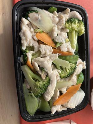 Steamed chicken with Chinese vegetables