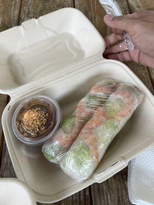 Delicious spring rolls with peanut sauce excellent