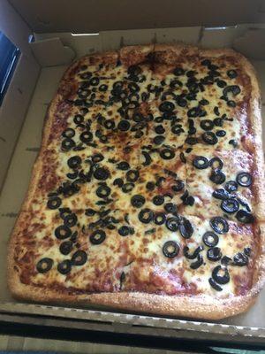 1/2 sheet pizza with black olives