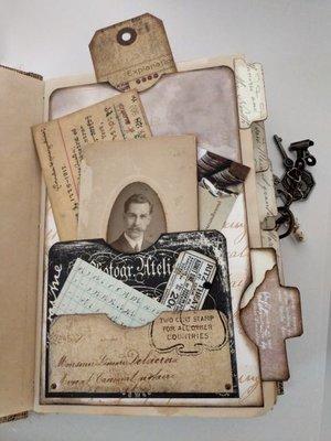 Vintage inspired fictional journals by artist Kathy Wood.