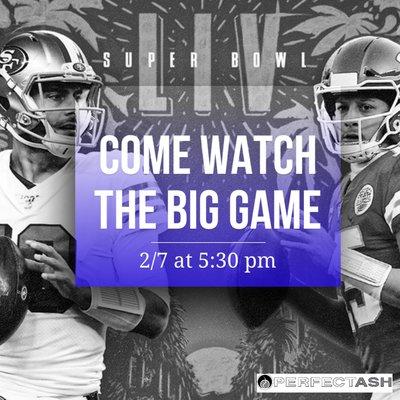 Come watch the Super Bowl at the Ash! We'll be open until the game is over.