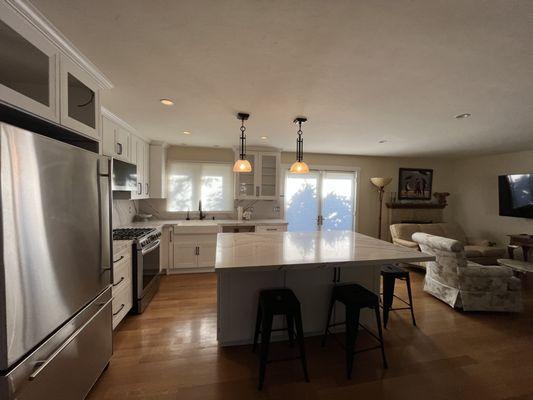 Complete hardwood floor transformation and custom counter tops