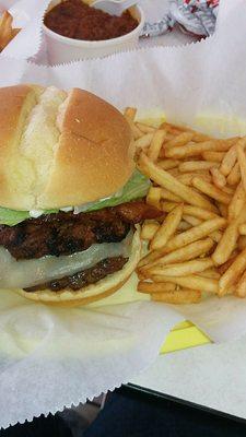 Double Cheeseburger with fries.