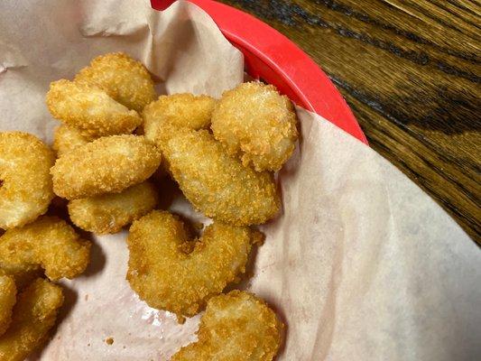 Popcorn shrimp... what's left of the shrimp basket