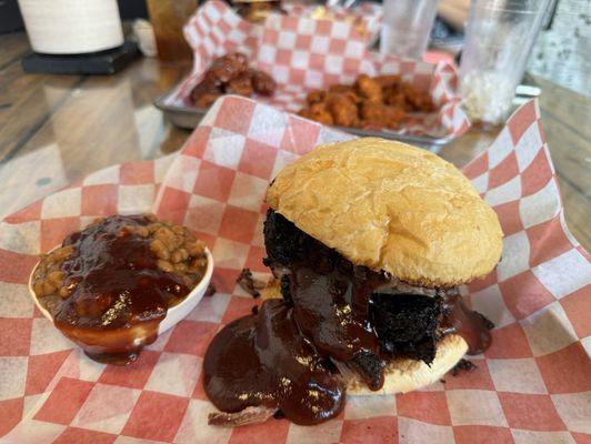 Brisket burnt ends sandwich