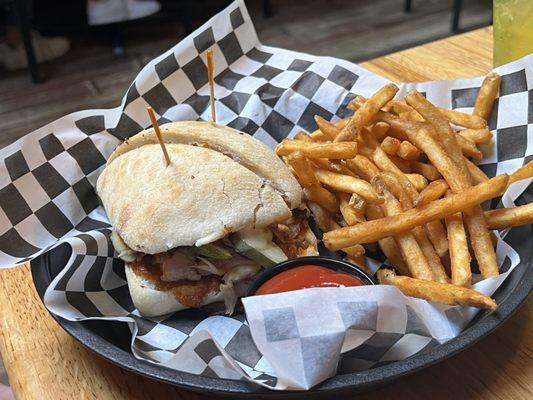 Cuban Pork Ciabatta with fries