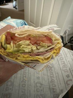 This is their idea of a Pastrami-Turkey wrap, total rip off!