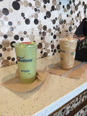 My St. Patty's matcha and my mom's special