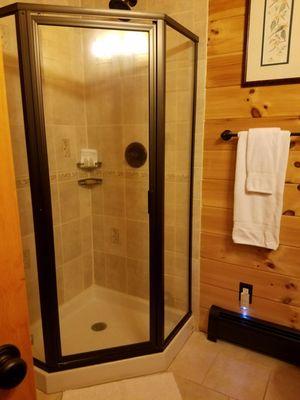 Large standing shower jointly shared by the loft bedrooms.