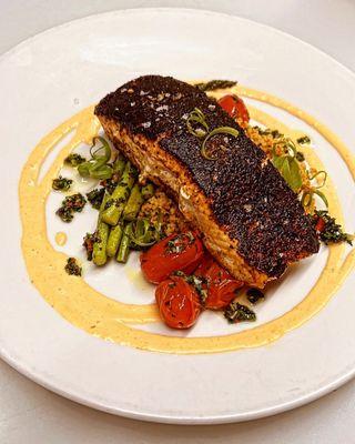 Blackened salmon ; couscous special