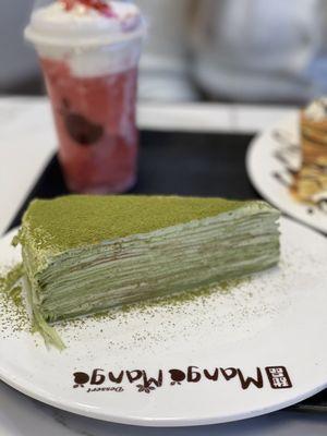 Green tea mille crepe