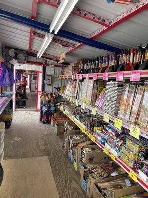 The wide selection of Roman candles and rockets.