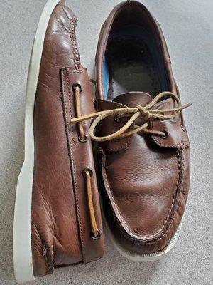 Repaired boat shoes