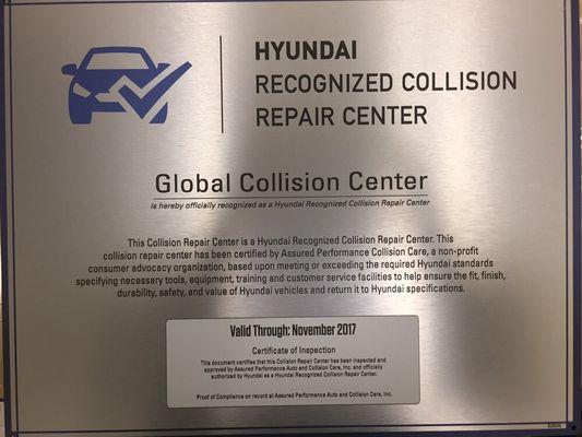 We are: Certified Volvo Collision, Certified Kia Collision, Certified Honda Collision, Certified GM Collision, Certified Hyundai Collision