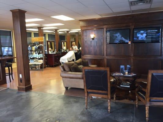 Waiting area with the hair stations beyond.