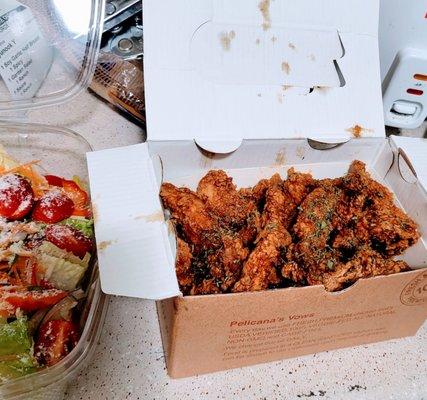 Garden salad and Spicy Soy Garlic Half Chicken (Breast)